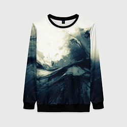 Свитшот женский Чёрно-синие абстрактные краски, цвет: 3D-черный