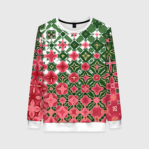 Женский свитшот Розово-зеленая метаморфоза / 3D-Белый – фото 1