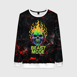 Свитшот женский Beast mode череп, цвет: 3D-белый