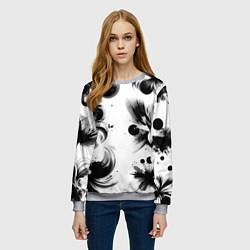 Свитшот женский Чёрно-белая абстракция нейроарт, цвет: 3D-меланж — фото 2