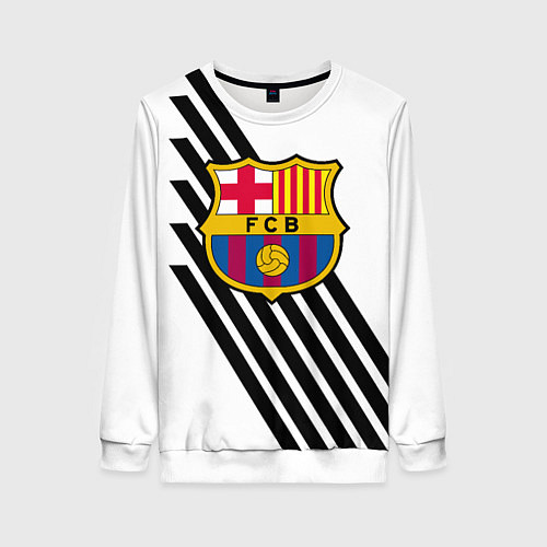 Женский свитшот Barcelona черно белые полосы / 3D-Белый – фото 1