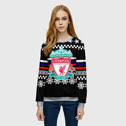 Свитшот женский Ливерпуль текстура триколор зима, цвет: 3D-меланж — фото 2