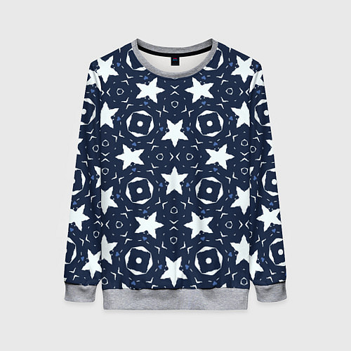 Женский свитшот Звезды, квадраты, сердечки / 3D-Меланж – фото 1