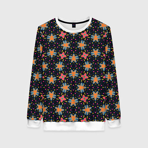 Женский свитшот Цветочно-геометрический узор / 3D-Белый – фото 1