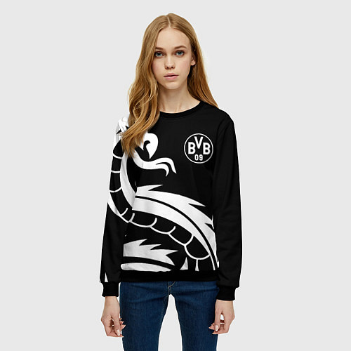 Женский свитшот Borussia дракон белый / 3D-Черный – фото 3