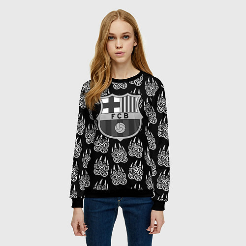 Женский свитшот Barcelona лапы лес / 3D-Черный – фото 3