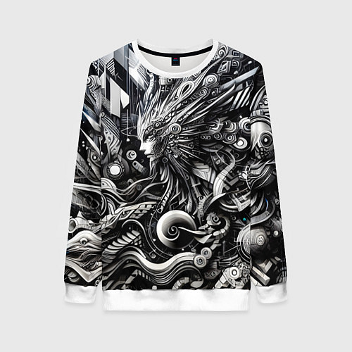 Женский свитшот Abstraction cyber pattern - ai art fantasy / 3D-Белый – фото 1