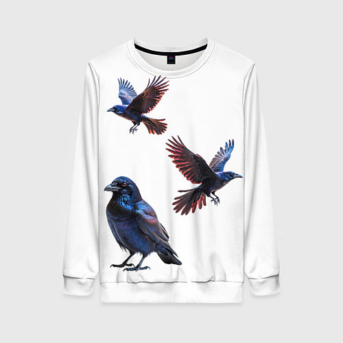 Женский свитшот Вороны / 3D-Белый – фото 1