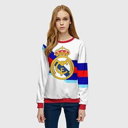 Свитшот женский Real Madrid текстура полосы, цвет: 3D-красный — фото 2