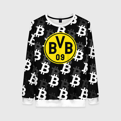 Женский свитшот Borussia биткоин паттерн / 3D-Белый – фото 1