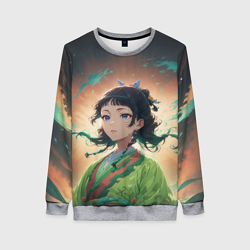 Женский свитшот Маомао на фоне облаков / 3D-Меланж – фото 1