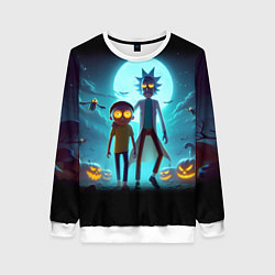 Свитшот женский Рик и Морти в ночь на хэллоуин, цвет: 3D-белый