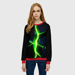 Свитшот женский Neon green glow, цвет: 3D-красный — фото 2