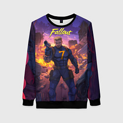 Свитшот женский Fallout седьмой на фоне взрывов, цвет: 3D-черный