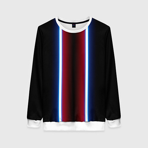 Женский свитшот Color white blue red neon / 3D-Белый – фото 1