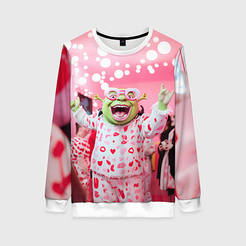 Женский свитшот Шрек пижамная вечеринка / 3D-Белый – фото 1