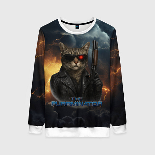 Женский свитшот The purrminator кот терминатор / 3D-Белый – фото 1