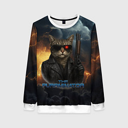 Женский свитшот The purrminator кот терминатор