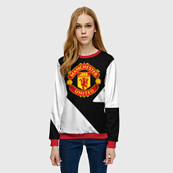 Свитшот женский Манчестер Юнайтед полосы, цвет: 3D-красный — фото 2