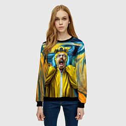 Свитшот женский Хайзенберг кричит на картине Мунка - мем, цвет: 3D-черный — фото 2