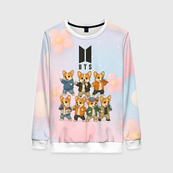 Свитшот женский Корги BTS, цвет: 3D-белый