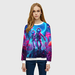 Свитшот женский Астронавты Морти и Рик на планете розовых неоновых, цвет: 3D-белый — фото 2