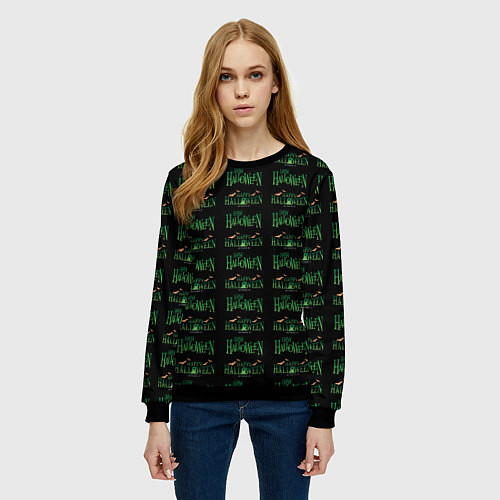 Женский свитшот Halloween pattern / 3D-Черный – фото 3