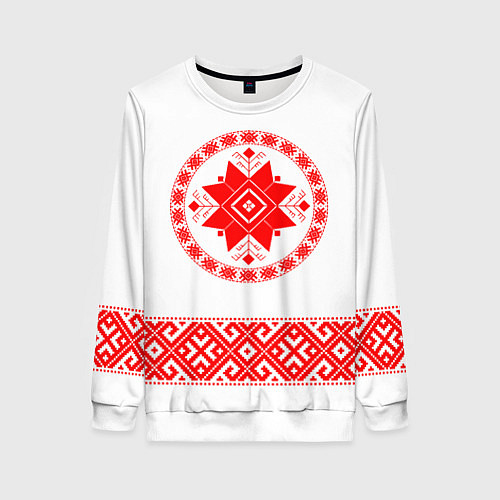 Женский свитшот Славянская вышиванка узорная / 3D-Белый – фото 1