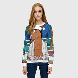 Свитшот женский Новогодний Конь Боджек, цвет: 3D-белый — фото 2