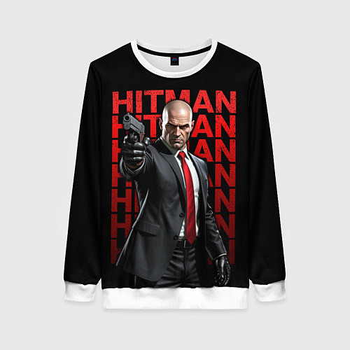 Женский свитшот Хитман с пистолетом / 3D-Белый – фото 1