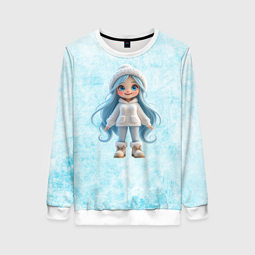 Женский свитшот Девочка-зима / 3D-Белый – фото 1