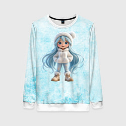 Женский свитшот Девочка-зима с синими волосами