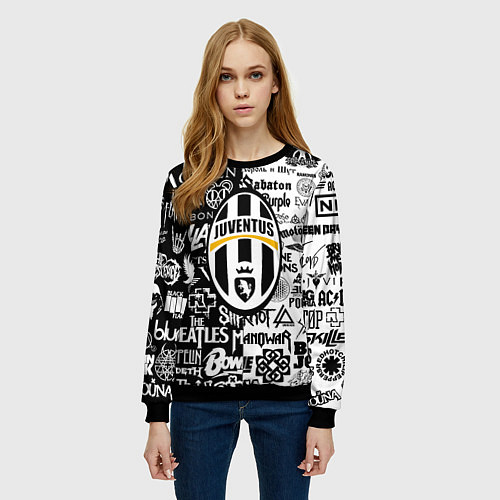 Женский свитшот Juventus рок музыка / 3D-Черный – фото 3
