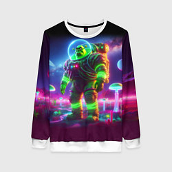 Женский свитшот Космонавт Шрук в неоновом скафандре на загадочной