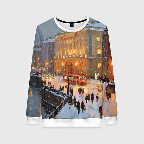 Женский свитшот Предновогодний Санкт-Петербург / 3D-Белый – фото 1