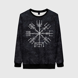 Свитшот женский Мистический компас рун вегвизир, цвет: 3D-черный