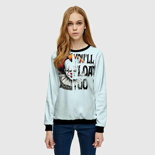 Женский свитшот Клоун Пеннивайз / 3D-Черный – фото 3