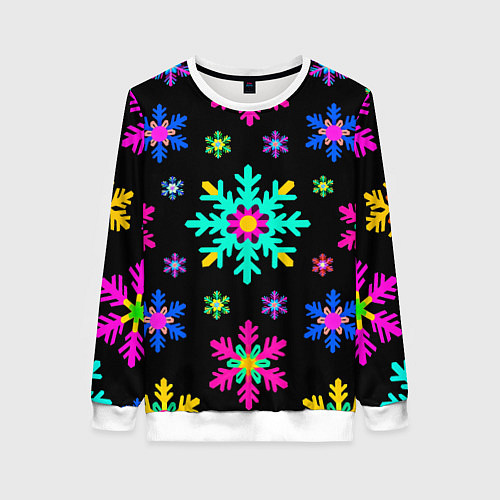 Женский свитшот Снежинки ретро / 3D-Белый – фото 1
