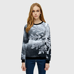 Свитшот женский Снежинка на черно белое, цвет: 3D-черный — фото 2