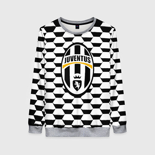 Женский свитшот Juventus геометрия черно белая / 3D-Меланж – фото 1