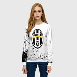 Свитшот женский Ювентус черные краски всплеск, цвет: 3D-белый — фото 2