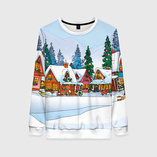 Женский свитшот Новогодник дворик / 3D-Белый – фото 1