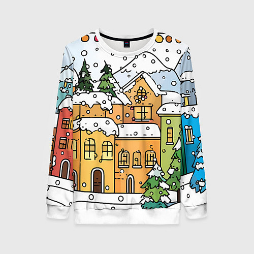 Женский свитшот Новогодний снегопад / 3D-Белый – фото 1