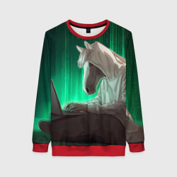 Свитшот женский Хакер лошадь, цвет: 3D-красный