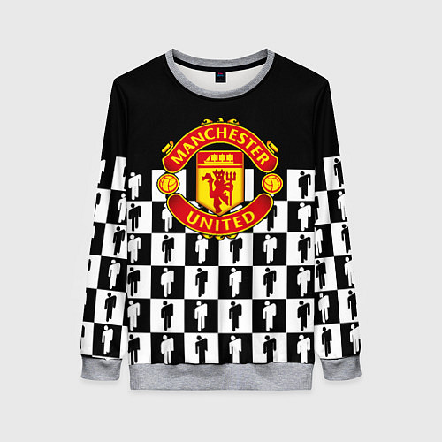 Женский свитшот Манчестер Юнайтед люди паттерн / 3D-Меланж – фото 1