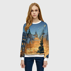Свитшот женский Новый год в старом городе, цвет: 3D-белый — фото 2