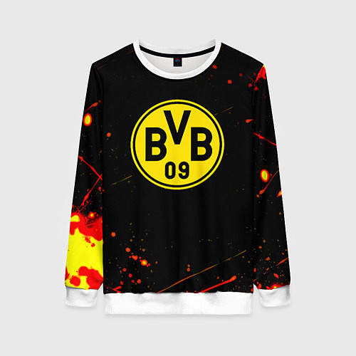 Женский свитшот Боруссиа огненные краски текстура / 3D-Белый – фото 1