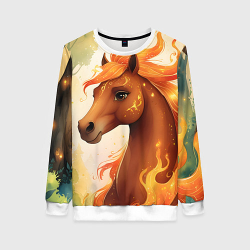 Женский свитшот Милая огненная лошадь / 3D-Белый – фото 1