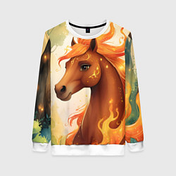 Женский свитшот Милая огненная лошадь