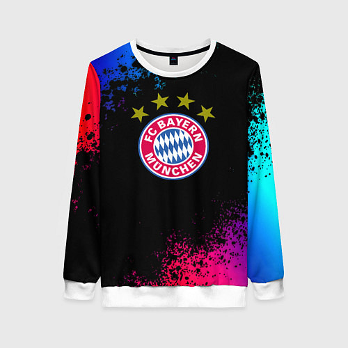 Женский свитшот Бавария Мюнхен краски неон градиент / 3D-Белый – фото 1